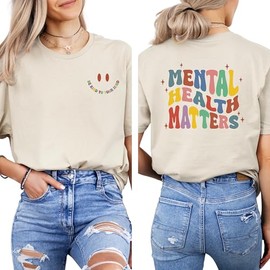 IHK Motivational Shirt, Mental Health Matters Shirt, Anxiety Shirt, Therapist Shirt, Psychologist Tshirt, (US, Alpha, Medium, Regular, Regular, Sand)