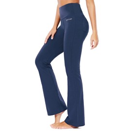 BALEAF Women's Cotton Bootcut Yoga Pants Butter Soft High Waisted Bootleg Workout Flare Pants with Pockets Navy XL