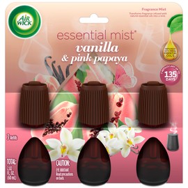 Air Wick Essential Mist Refill, 3 ct, Vanilla and Pink Papaya, Essential Oils Diffuser, Air Freshener