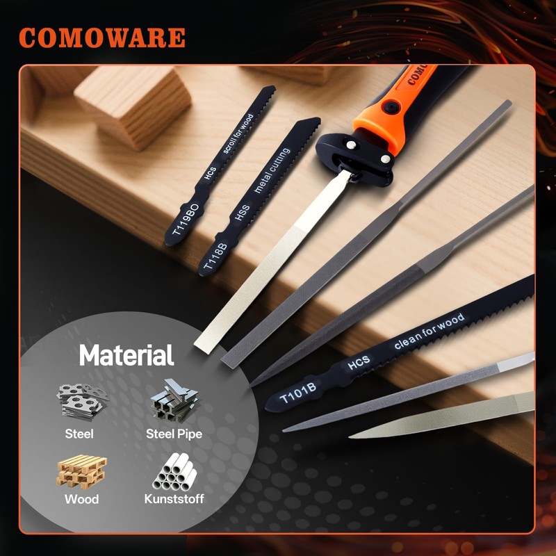 COMOWARE File & Handsaw Set, 3 Saw Blades & 12