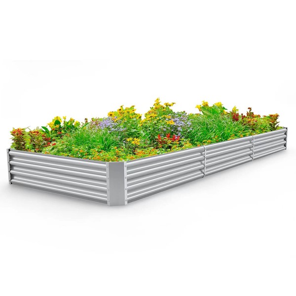 Land Guard 12×4×1ft Galvanized Raised Garden Bed Kit for Vegetables, Galvanized Super Large Metal Planter Raised Garden Boxes Outdoor(359 Gallon Capacity)