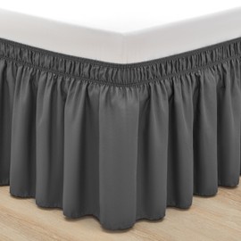 RIMELA Bed Valance Sheet King Elasticized Bed Skirt Easy to Install - Soft Brushed Polyester - 38 cm Drop - Dark Grey (150 x 200 cm)