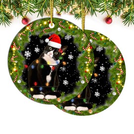 DECORLUXES Set 2 Christmas Ornaments 3.1" - Tuxedo Cat Acrylic Ornament, Black and White Cat Christmas - Black cat Ornament - Christmas Tree Decoration Ornament
