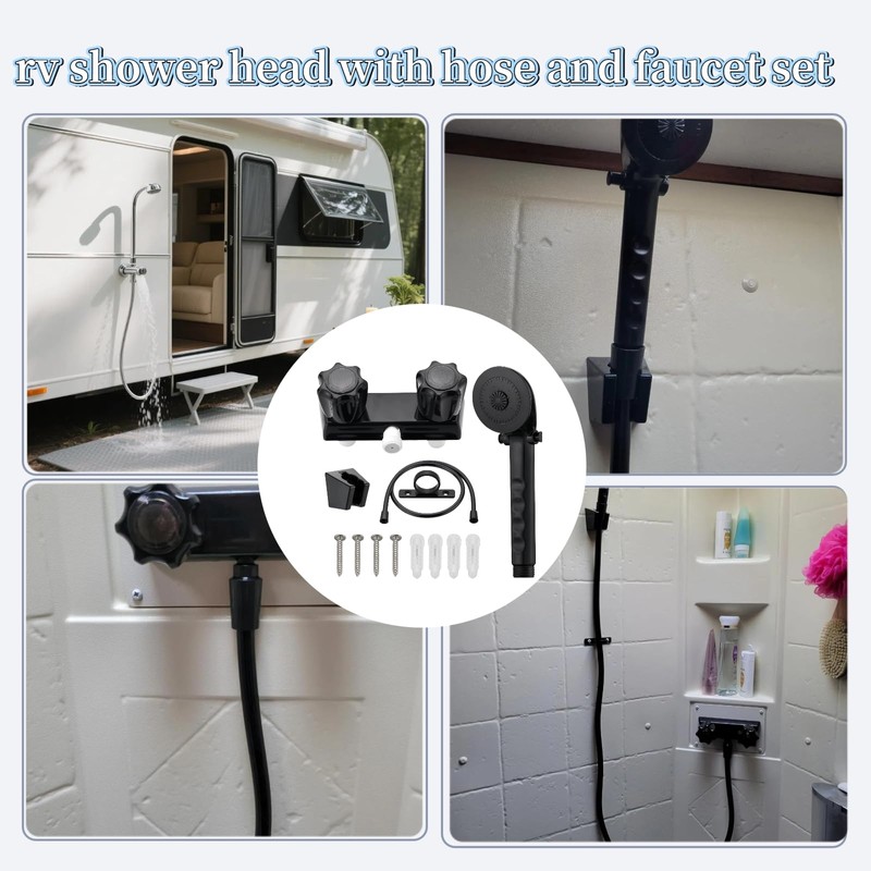RV Shower Faucet with Showerhead & Hose – Outdoor Non-Metallic