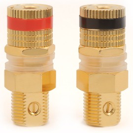 4 Screw Type Binding Post Connectors - Gold Plated 4mm Speaker Terminal & Wall Plate Sockets BINPOS02