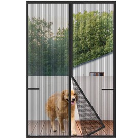 Risareyi Magnetic Screen Door Heavy Duty, Front Door Screen Magnetic Closure Thicken Tear-Resistant Mesh Keep Bugs Out, Black - Net Curtain Itself Size 57" x 80"