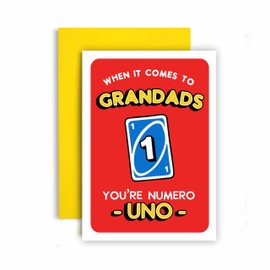 Huxters Birthday Card for Grandad Your Numero Uno Funny Father's Day Card for Him - 14.8cm (Grandad)
