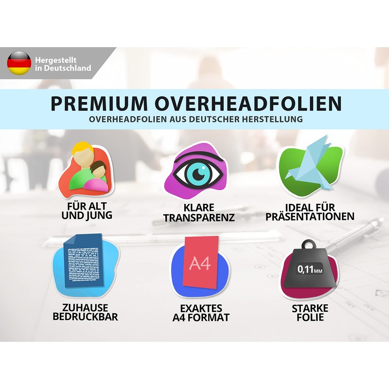 100 Sheets of Overhead Film PEMIUM - DIN A4 Transparent