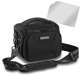 PEDEA Large Black Guard DSLR Camera Case with Screen Protector for Canon EOS 5DS R M6 M100 100D G1X Mark III SX740 Nikon Z6 D850 Panasonic Lumix DC GH5 GX800 Sony Alpha 6000 6500