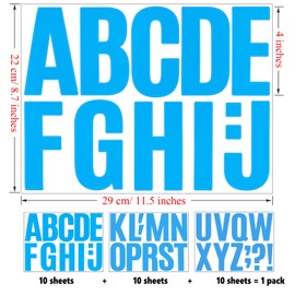 Bemeol 30 Sheets Letter Stickers 4 Inch Self Adhesive Alphabet Letter Stickers for Classroom Home Decor(Blue)
