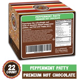 Crazy Cups Seasonal Hot Chocolate, Peppermint Patty Premium Hot Chocolate Hot Cocoa, Single Serve Cups for Keurig K Cup Brewers, 22 Count