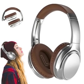 Auriculares Bluetooth Retro de Diadema Inalámbricos con Bass 3D, Plegables - 88 Horas en Espera, Diseño Vintage y Cómodos con Micrófono, Ideales para Viajes/Oficina/Hogar