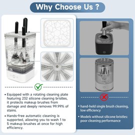 Automatic Electric Makeup Brush Cleaner with Deep-Cleaning Silicone Scrubbers, USB Powered, Fits All Brush Sizes (Eyeshadow, Blush, Foundation), Fast &