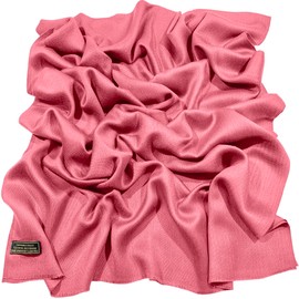 CJ Apparel Coral Pink Solid Color Fringe Design Nepalese Shawl Scarf Wrap Stole Throw Head Wrap Pashmina Hand Made in Nepal NEW