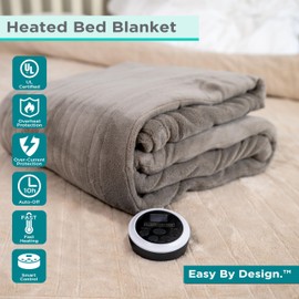 BLACK+DECKER Heated Full Blanket, 72" x 84", Micro Plush, 10 Heat Settings. 10 Hour Automatic Shut-Off, Machine Washable, Fast Heating, Overheat & Overcurrent Auto Shut Off, Electric, Soft, ETL, Grey