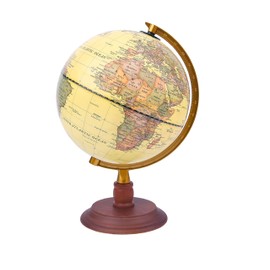 Exerz 20cm Antique Globe with a Wood Base - World Globe Rotating Vintage Decorative - Dia 20cm