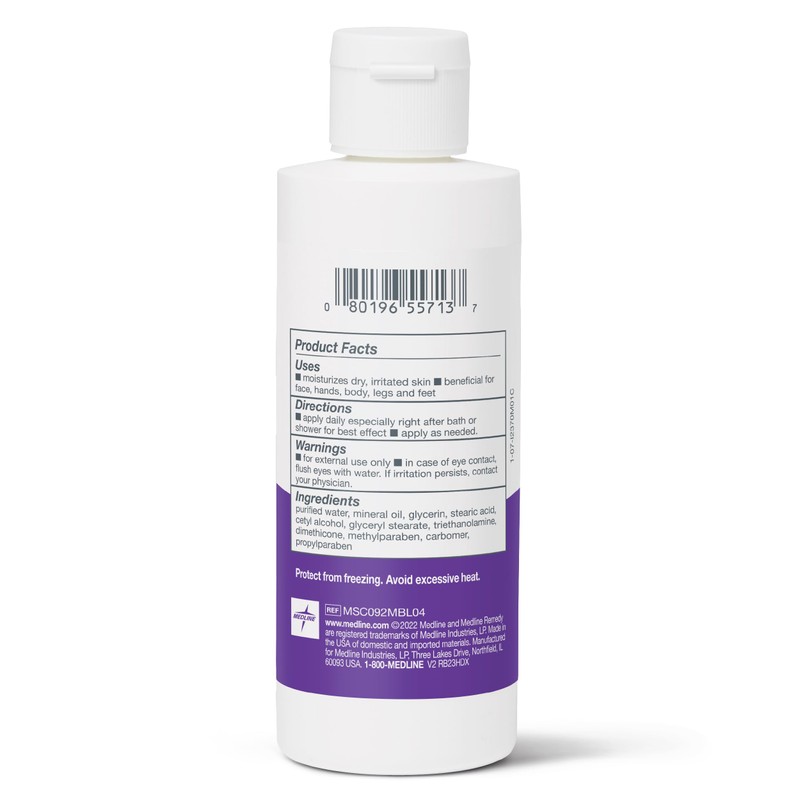 Medline Remedy Essentials Moisturizing Body Lotion (4 oz Bottle), Unscented,