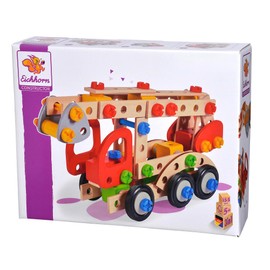 Eichhorn 100039085 - Constructor Feuerwehrauto, 155 TLG., Holz-Konstruktions-Set, 3 Verschiedene Modelvarianten baubar, FSC 100% Zertifiziertes Buchenholz, Made in Germany