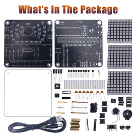 RGB 4-Digit Clock Soldering Project, 24-Hour DIY Clock Soldering Kit with LED Flashing Lights Date Temperature Display Electronic Learning Kit for Home Office School Classroom Project STEM Education
