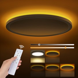 Tyreses LED Ceiling Light Dimmable 24 W, Ceiling Light with Remote Control, 1800 K Dimmable Night Light, Panel 3000 K - 6500 K Dimmable for Bedroom, Children's Room, Living Room, Hallways, Kitchen,