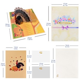 CNLITIHEKA Thanksgiving Turkey Pop Up Card, Turkey Thanksgiving Card, Fall Greeting Thank You Cards, Includes Envelope.