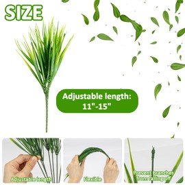 MAQIHAN 10 Artificial Grass Plant Outdoors - Faux Grass Fake Wheat Grass Decor Artificial UV Resistant Outdoor Plants Plastic Grass Outside Weed Plant Artificial Greenery for Porch Decorative