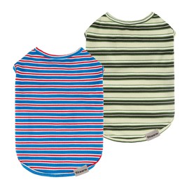 Fitwarm 2 Pack Striped Dog Shirt, Summer Dog Clothes for Small Dogs, Breathable Lightweight Dog Tee Shirts, Pet Outfit, Blue, Red, Green, Light Yellow, XXL