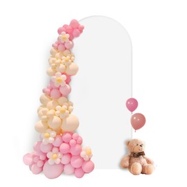 JEBUTU 2.2 m / 7.2 ft Bow Background Cover, White, Round Top, Doubleside, Wedding Arch Background Cover for Wedding, Party Decoration, Birthday, Baby Shower, Anniversary, Banquet