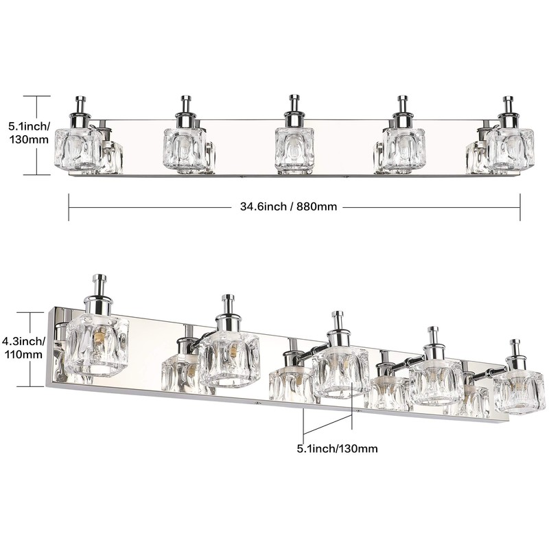 PRESDE Modern Bathroom Vanity Light Fixtures Over Mirror 5 Lights