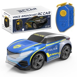 BORSTOYPRO Kids Remote Control Police Car with Multiple Voice Features, RC Police Car Toy for boys with Voice Changing,Flashing Lights,Siren Sounds RC Racer Cars Gift for Boys Girls ages 3 4 5 6 7 8