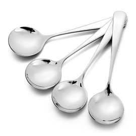 Soup Spoons Stainless Steel, 4 Pcs Cereal Spoons, Heavy Duty Round Soup Spoon for Restaurant, Home & Catering, Dishwasher Safe (Silver)