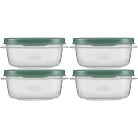 Utenselux Rubber Maid Storage Containers, Easy Find Lids, Blue Spruce, 1.25 cup, Leak Proof Lids, Food Storage Set, Clear Meal Prep Containers, 4 Sets
