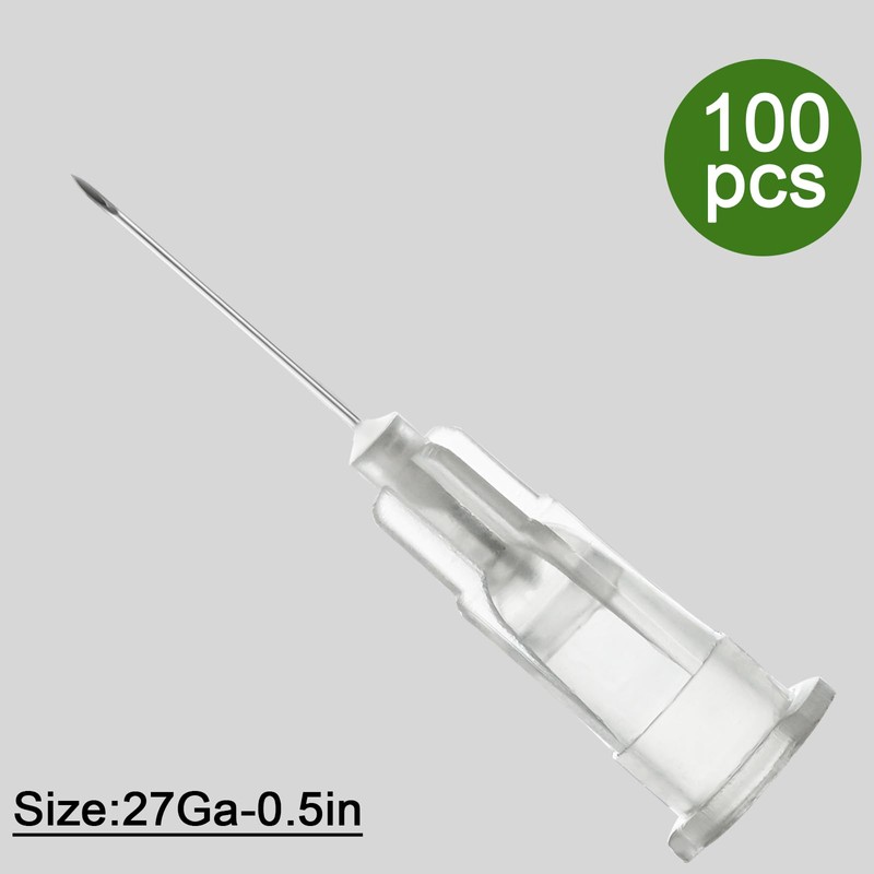 JIBENGAO 27G 1/2 Inch Needle (27g 13mm), 100Pcs Individually Wrapped