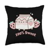 Strawberry Cat Milk - 100% Sweet Throw Pillow