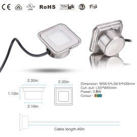 YZGWZLD Recessed LED Decking in-groung Lights Kits,8 Pack RGB Multi-Color Square Outdoor/Indoor LED Decor Light with Remote Control IP67 Waterproof,Low Voltage for Garden Yard Steps Stair Patio