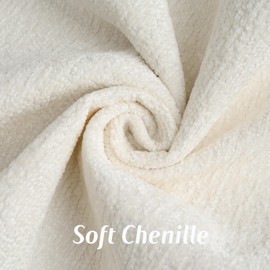 FUTEI Cream White Chenille Throw Pillow Covers 22x22 Inch Set of 2,Soft Velvet Cushion Case,Home Decor for Couch Bed Living Room