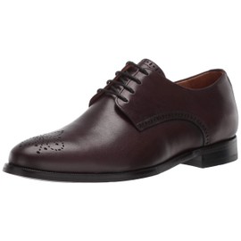 Marc Joseph New York Men's Leather Oxford Lace-Up Wingtip Dress Shoe, Wine Brushed Nappa, 9.5 M US