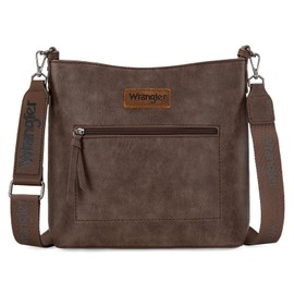 Wrangler Purses Crossbody Bags for Women Ladies Girls Trendy leather Medium Crossbody Purse for Woman Travel Purse Lightweight Coffee WG117G-9360CF