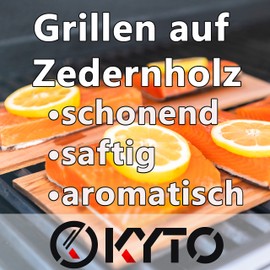 Kyto Cedar Wood Smoking Grill Plate 30 x 15 x 1 cm Grill Board Salmon Grill Planks for Smoking Fish Meat Vegetables