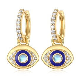 Evil Eye Earrings 925 Sterling Silver Eye Evil Huggie Hoop Earrings for Women Evil Eye Protection Jewelry Gifts for Women