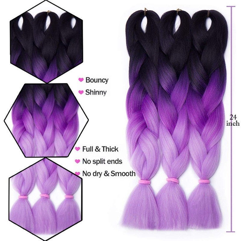 Hair Extension 60 cm Crochet Braids Two Tone Ombre Braiding