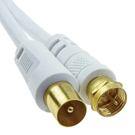 kenable Coaxial F Type Connector Male to RF TV Aerial Male Plug Cable White 0.5m Gold [0.5 metres]