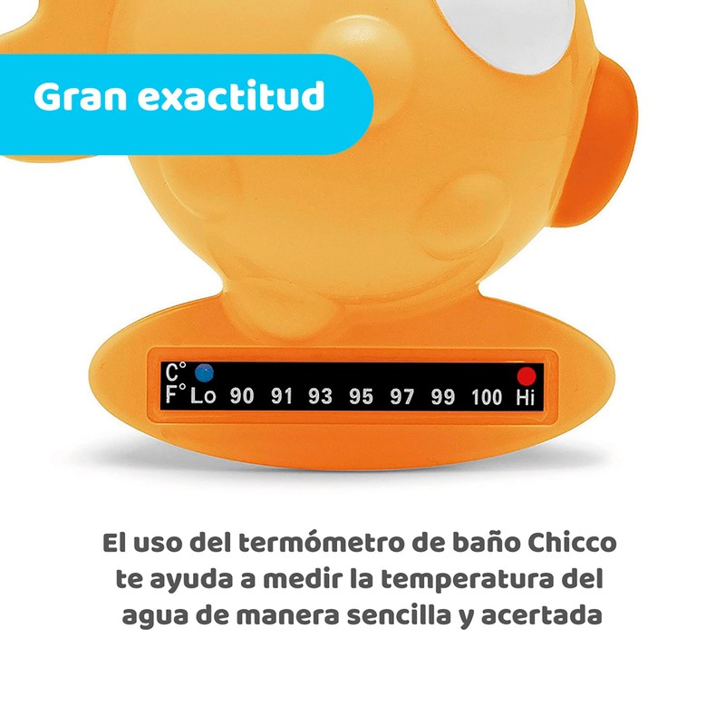 CHICCO, Termómetro para Baño, Pez, Color Naranja