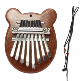 Uenhoy Mini Wood Kalimba Thumb Piano 8 Keys Finger Thumb Piano Musical Instruments, Portable Wooden Mbira Finger Piano for Piano Beginners, Bear