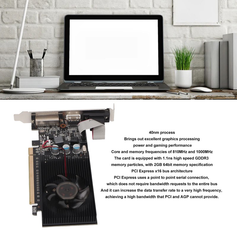 Jectse GT610 2GB 64bit DDR3 Gaming Graphics Card 2560X1600 Resolution