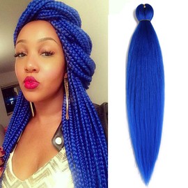 BALINGHAIR Pre-Stretched Braiding Hair Extensions Royal Blue Kanekalon Braiding Hair for Crochet Braids 26 Inch (Royal Blue-1Pcs)
