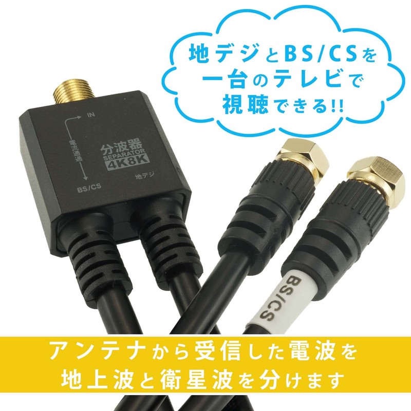 Horik AE-564BK Antenna Divider [4K8K Broadcasting (3224MHz)/BS/CS/Terrestrial Digit/CATV Compatible] Integrated