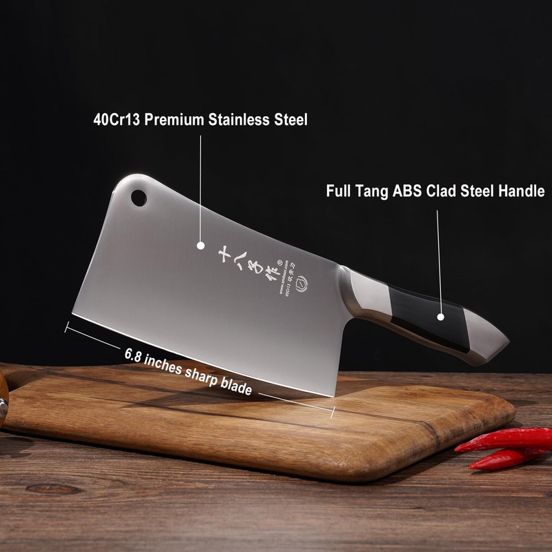 SHI BA ZI ZUO Heavy Duty Stainless Steel Bone Cleaver