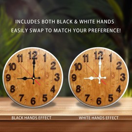 Rustic Wooden Wall Clock Large Number Farmhouse Decor 10-Inch Wooden Wall Clock, Silent Movement, Battery Operated (AA Batteries Not Included), Artistic Home Decor, Perfect for Home Accents