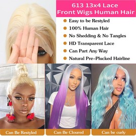 Xojao 26 Inch Blonde Lace Front Wig Human Hair 13x4 Straight 613 Lace Front Wigs Pre Plucked With Baby Hair Glueless Wigs Human Hair 180% Density